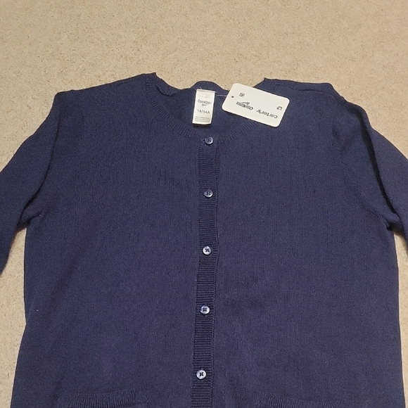 OshKosh B'gosh Blue Cardigan Sweater Classic Knit SIZE 14 NWT - Picture 3 of 5